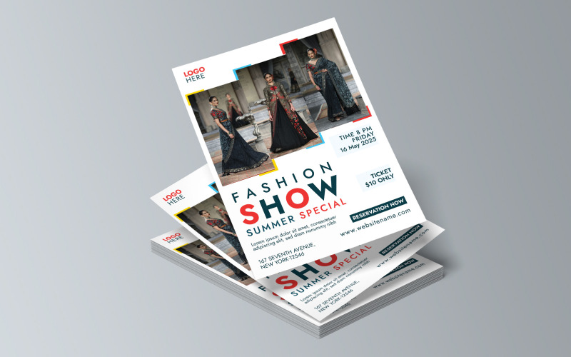 Poster template with a male fashion show model Corporate Identity