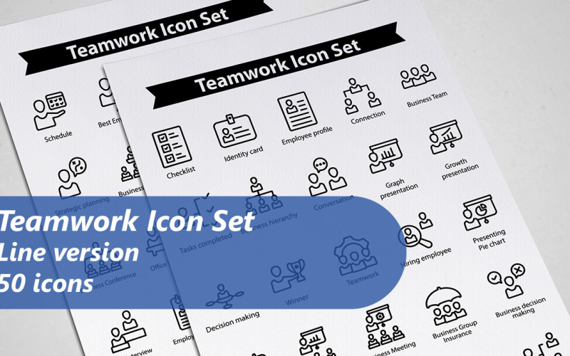 Teamwork Line Icon Set Template