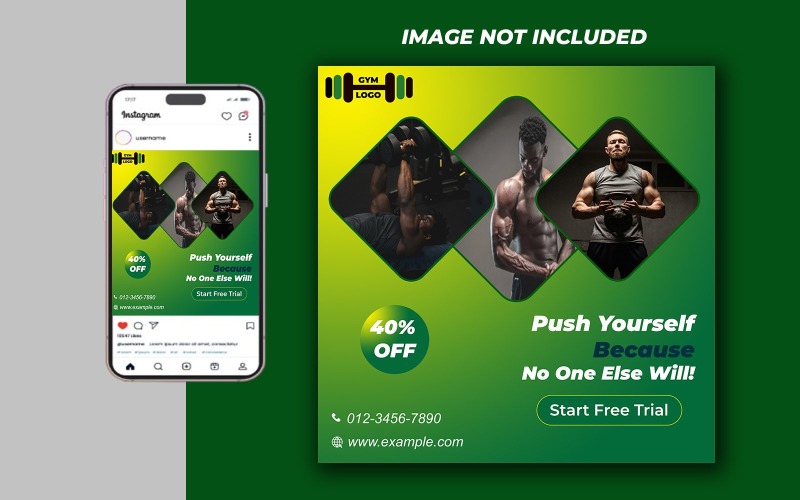 Yoga Fitness Gym Promotional Social Media PSD Raster Banner Template - Template 21