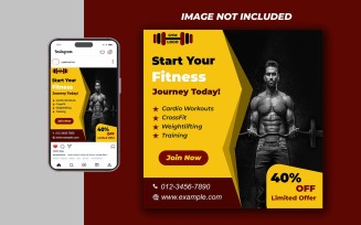 Yoga Fitness Gym Promotional Social Media PSD Raster Banner Template - Template 22
