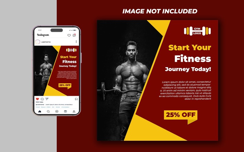 Yoga Fitness Gym Promotional Social Media PSD Raster Banner Template - Template 24