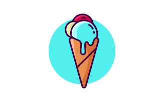 Sweet Ice Cream Vector icon design illustration Template v.12