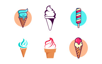 Sweet Ice Cream Vector icon design illustration Template v.18