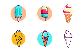 Sweet Ice Cream Vector icon design illustration Template v.20