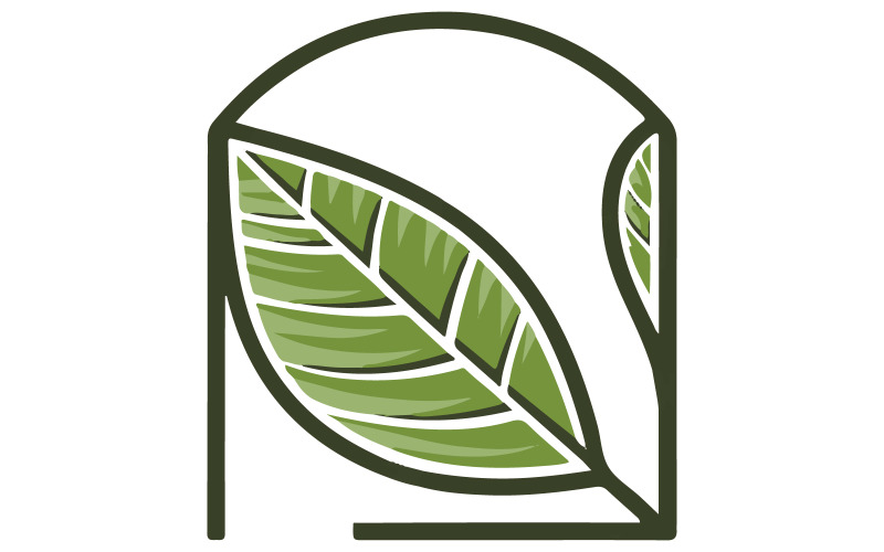 The letter N is a stylized image of a leaf Illustration
