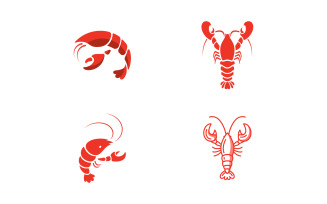 Shrimp seafood vector icon illustration design template v.15