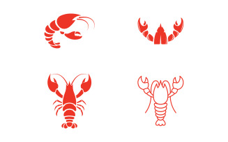 Shrimp seafood vector icon illustration design template v.16