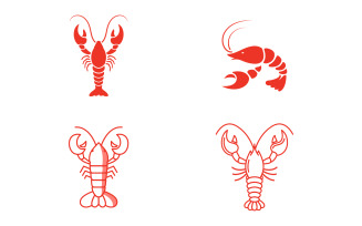 Shrimp seafood vector icon illustration design template v.18