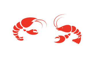 Shrimp seafood vector icon illustration design template v.4