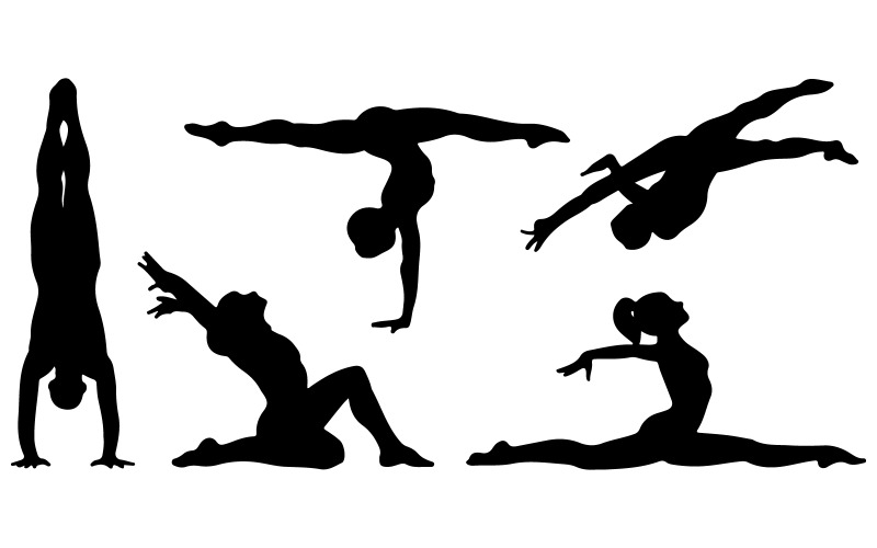 A set of vector silhouettes gymnasts Illustration
