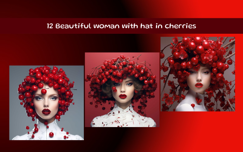 Beautiful woman with hat in cherries Illustration