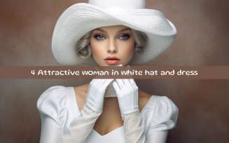 Attractive woman in white hat and dress