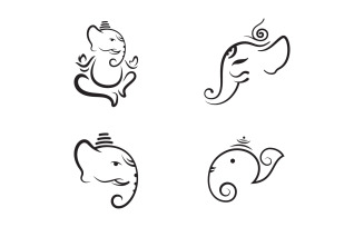 Ganesha Logo Vector icon design illustration Template v.18