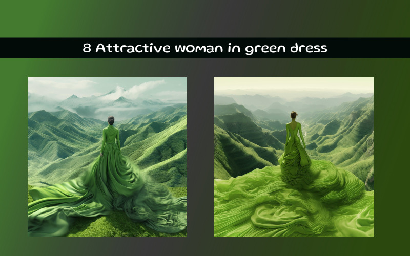 Attractive woman in green dress Illustration