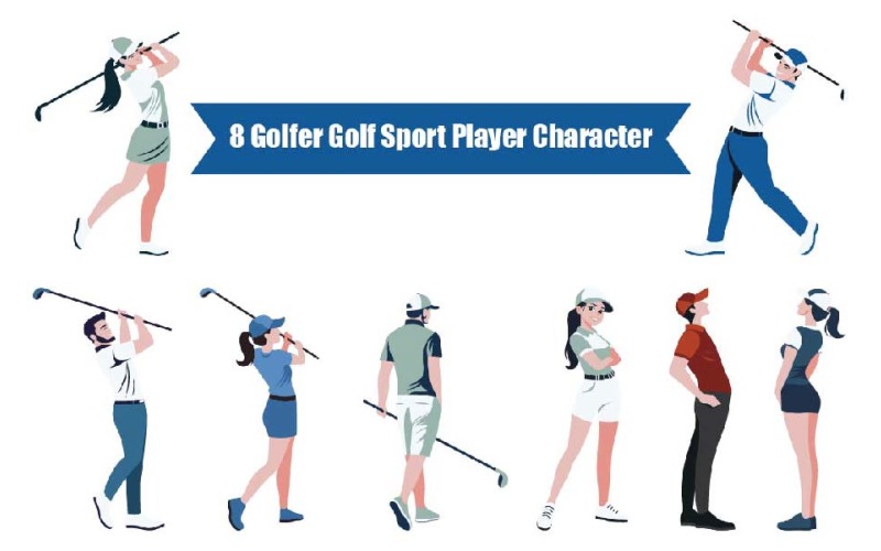 8 Golfer Golf Sport Player Character Illustration