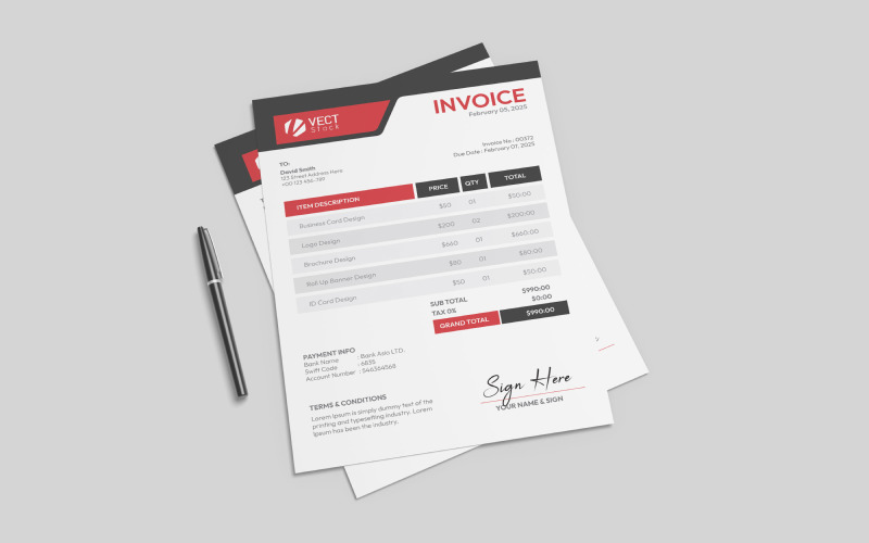 Minimal Invoice Design Template Corporate Identity