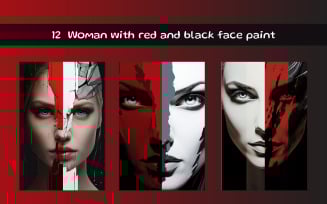 Woman with red and black face paint