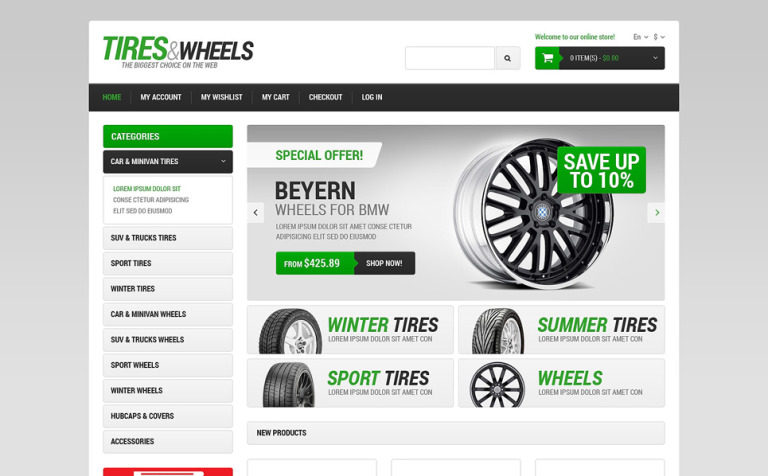 Wheels & Tires Responsive Magento Theme Big Screenshot Wheels & Tires Responsive Magento Theme New Screenshots BIG