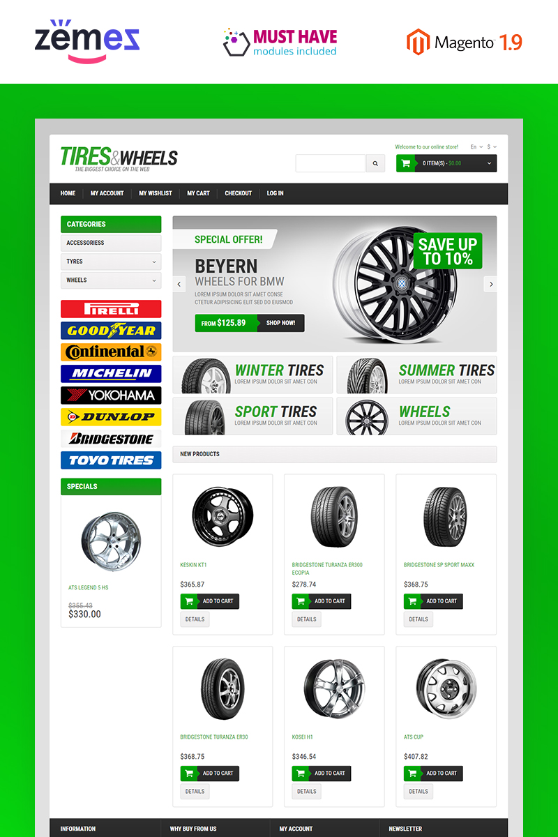 Wheels & Tires Responsive Magento Theme New Screenshots BIG