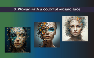 Woman with a colorful mosaic face