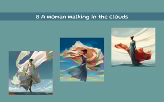 A woman walking in the clouds