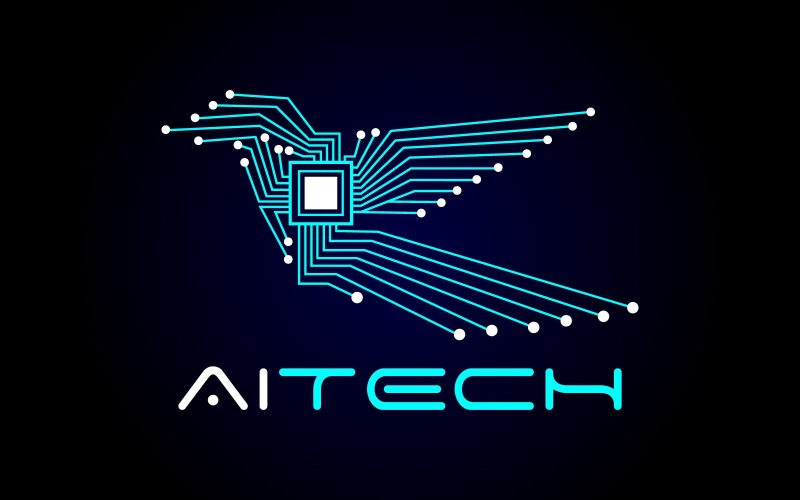 Ai technology logo bird technology logo artificial logo computer chip logo circuit hardware logo Logo Template