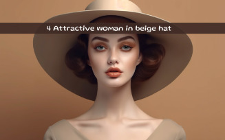 Attractive woman in beige hat