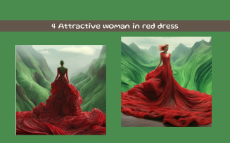 Attractive woman in red dress