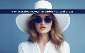 Attractive woman in white hat and dress AI image