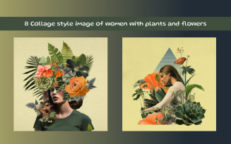 Collage style image of women with plants and flowers