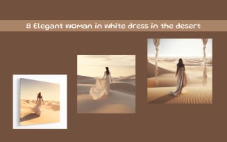 Elegant woman in white dress in the desert
