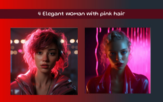 Elegant woman with pink hair