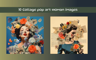 Collage pop art woman images AI image