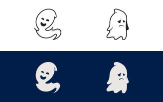 Cute ghost Vector icon design illustration template v.1