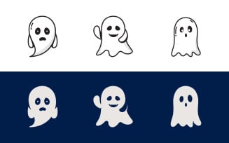 Cute ghost Vector icon design illustration template v.2