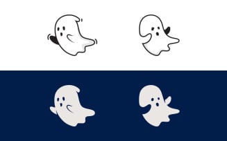 Cute ghost Vector icon design illustration template v.3