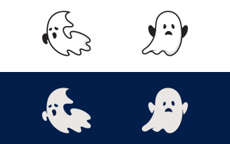 Cute ghost Vector icon design illustration template v.4