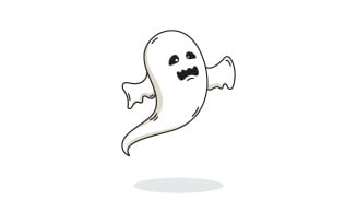 Cute ghost Vector icon design illustration template v.6