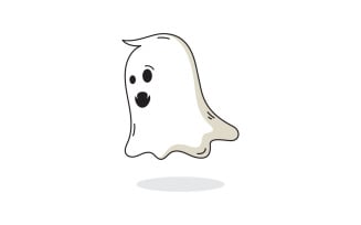 Cute ghost Vector icon design illustration template v.8