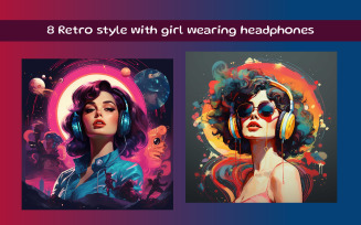 Retro style with woman wearing headphones