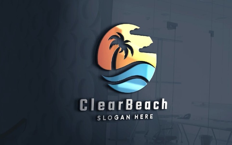 Clear Beach View Resort Logo Logo Template