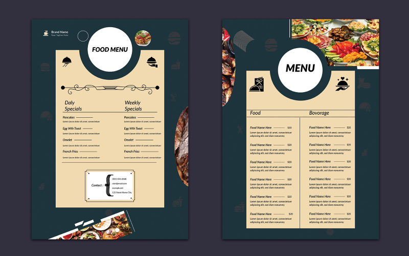 Combination Modern Color Foodmenu Templat Layout Corporate Identity