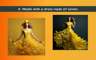 Model with a dress made of lemon