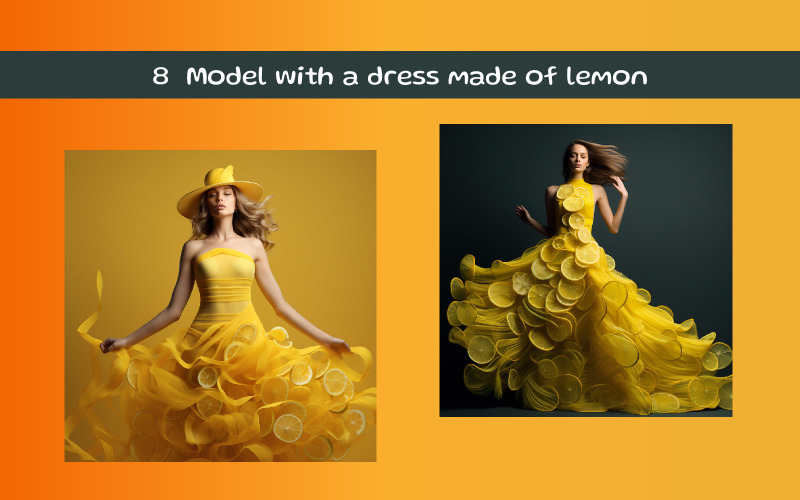 Model with a dress made of lemon Illustration