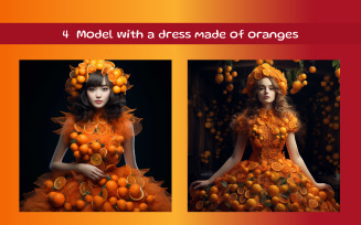 Model with a dress made of oranges