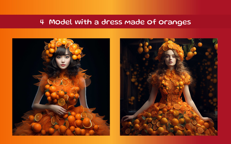 Model with a dress made of oranges Illustration