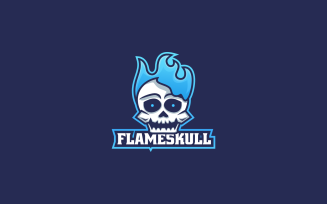 Skull Flame Simple Mascot Logo