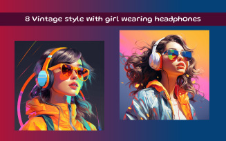 Vintage style with woman wearing headphones