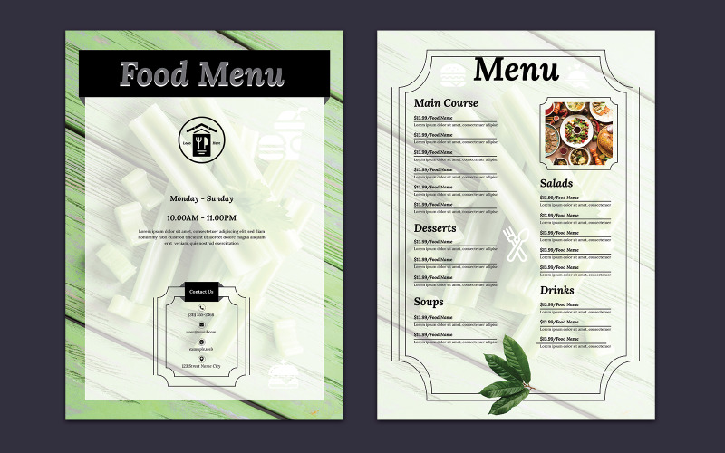 White Color Food Menu Template Corporate Identity