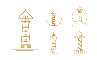 Light house ocean vector icon illustration design template v.2